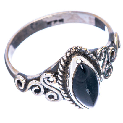 Black Onyx Dainty Ring Size 7 (925 Sterling Silver) R5760