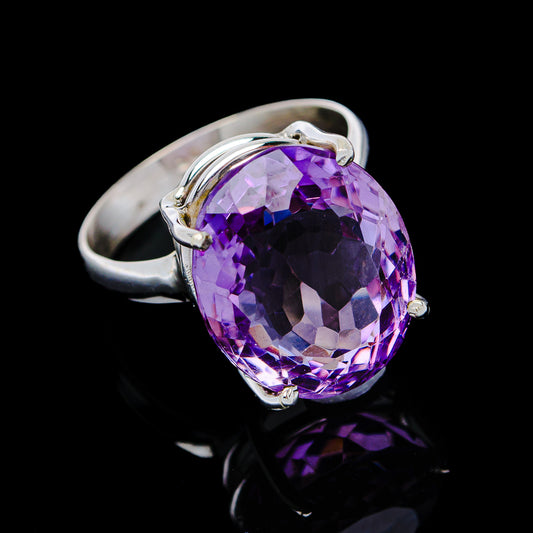 11.2ct Faceted Brazilian Amethyst Ring Size 9 (.925 Sterling Silver)