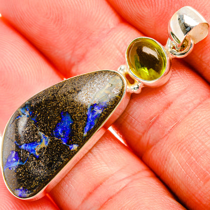 Boulder Opal, Peridot 925 Sterling Silver Pendant 2" (925 Sterling Silver) PD38352