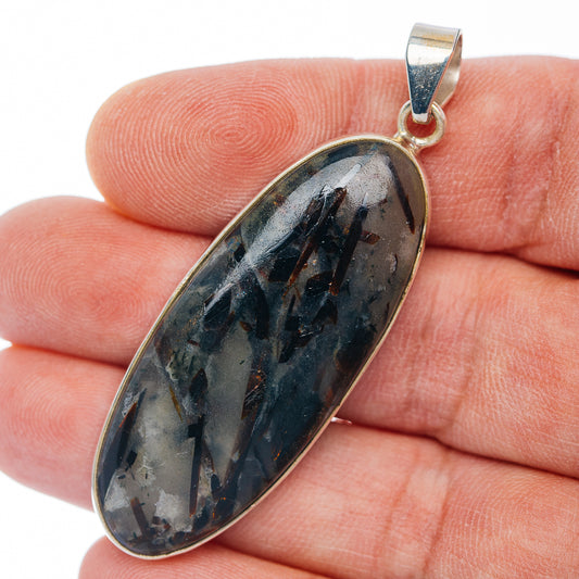 Premium Astrophyllite Pendant 2 1/4" (.925 Sterling Silver)