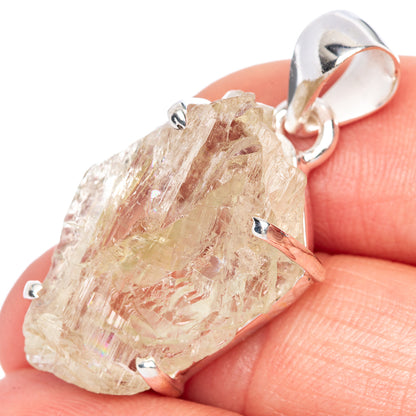 Rare Hiddenite Pendant 1 3/8" (925 Sterling Silver) P41669