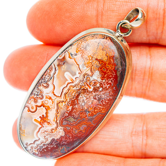 Crazy Lace Agate Pendant 2 1/4" (German Silver)