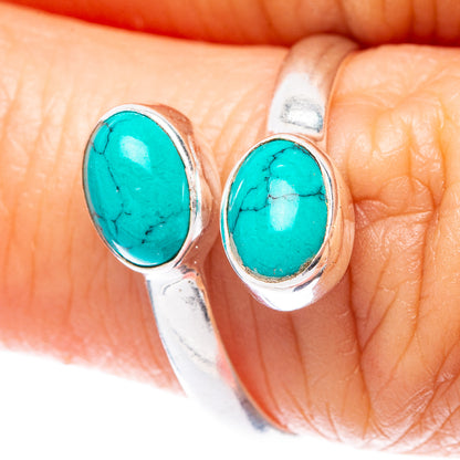 Tibetan Turquoise Dainty Ring Size 7 Adjustable (925 Sterling Silver) R5696