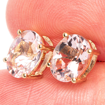 10k Gold Faceted Morganite Earrings 3/8" (925 Sterling Silver) E433165