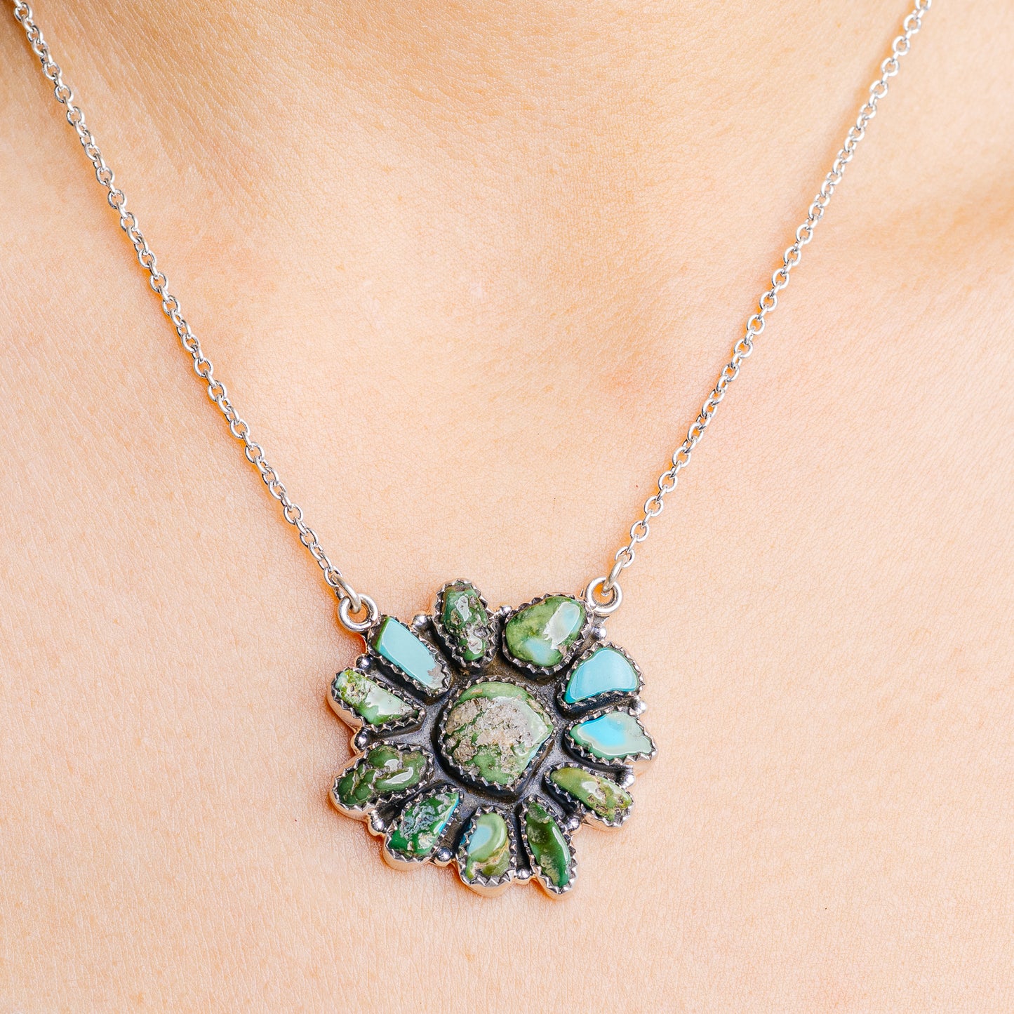 Palomino Turquoise Necklace 17 to 19" (.925 Sterling Silver)