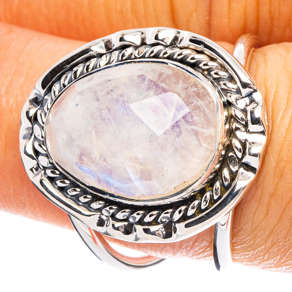 Rainbow Moonstone 925 Sterling Silver Premium Ring Size 6.75 (925 Sterling Silver) R6601