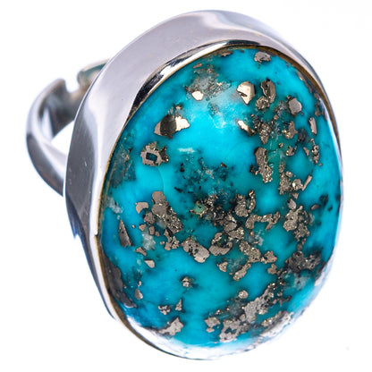 Premium Persian Turquoise Ring Size 7 Adjustable (.925 Sterling Silver)