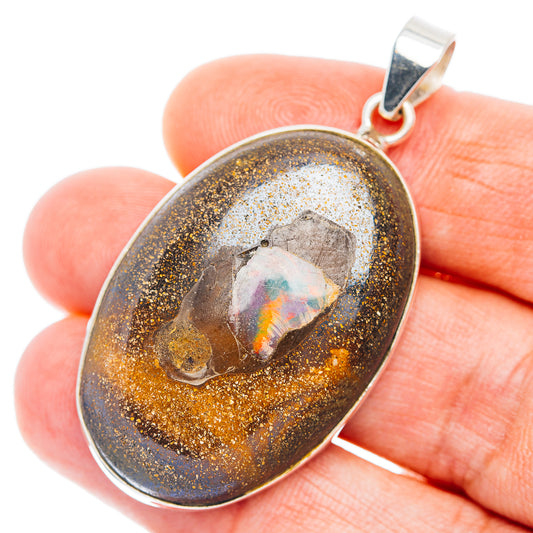 Premium Boulder Opal Pendant 1 7/8" (.925 Sterling Silver)