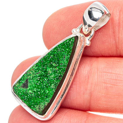 Rare Uvarovite Garnet Pendant 1 3/8" (.925 Sterling Silver)