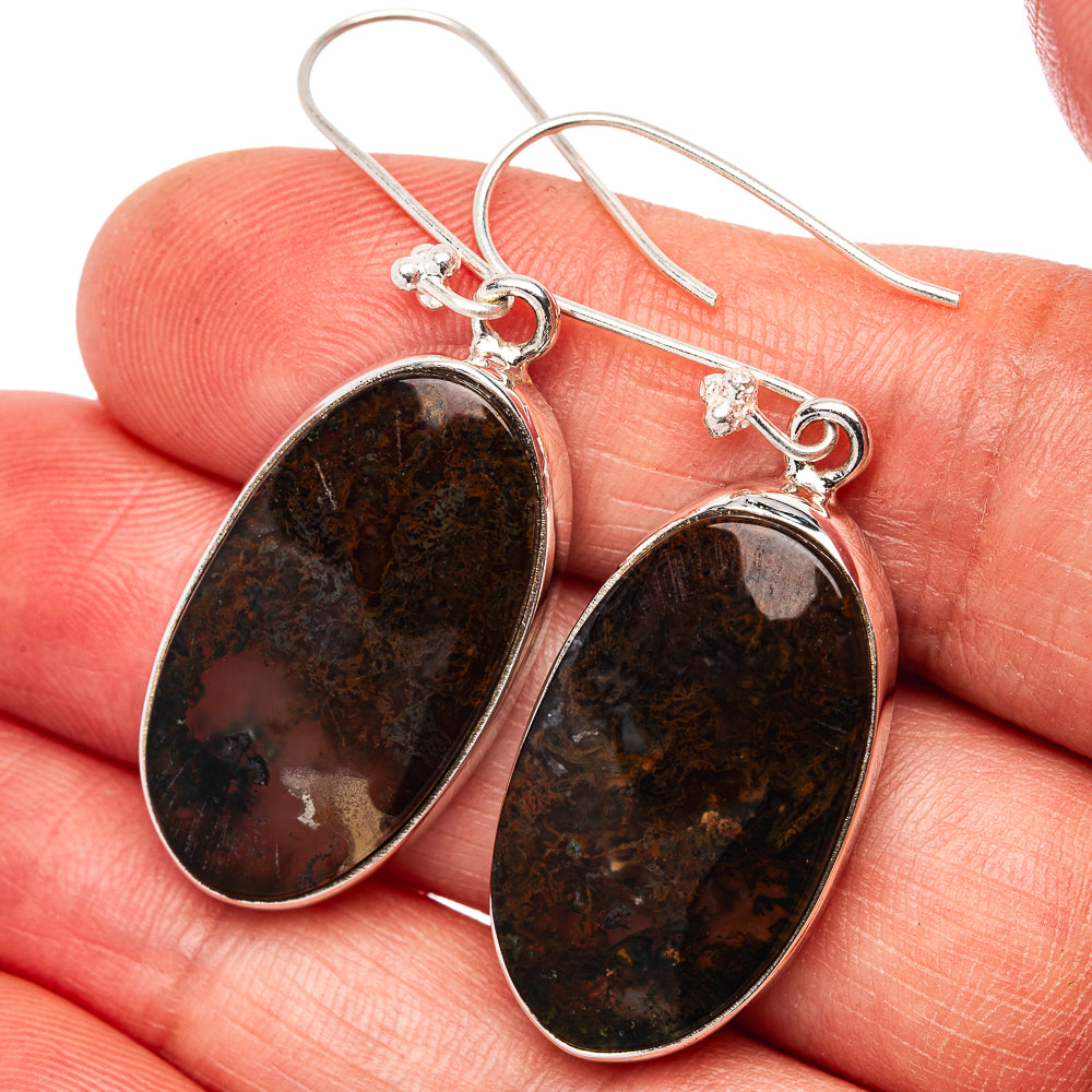 Premium Red Moss Agate Earrings 1 7/8" (.925 Sterling Silver)