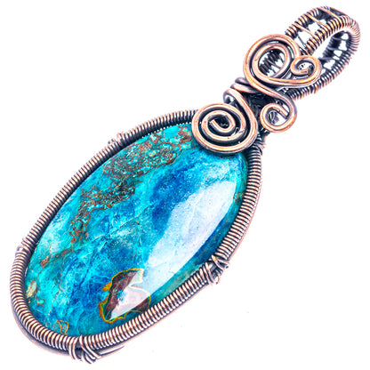Shattuckite Wire Wrap Pendant 2 5/8" (Oxidized Copper)