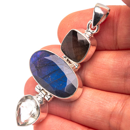 Labradorite, Smoky Quartz, Green Amethyst 925 Sterling Silver Pendant 2 1/8" (925 Sterling Silver) PD38662