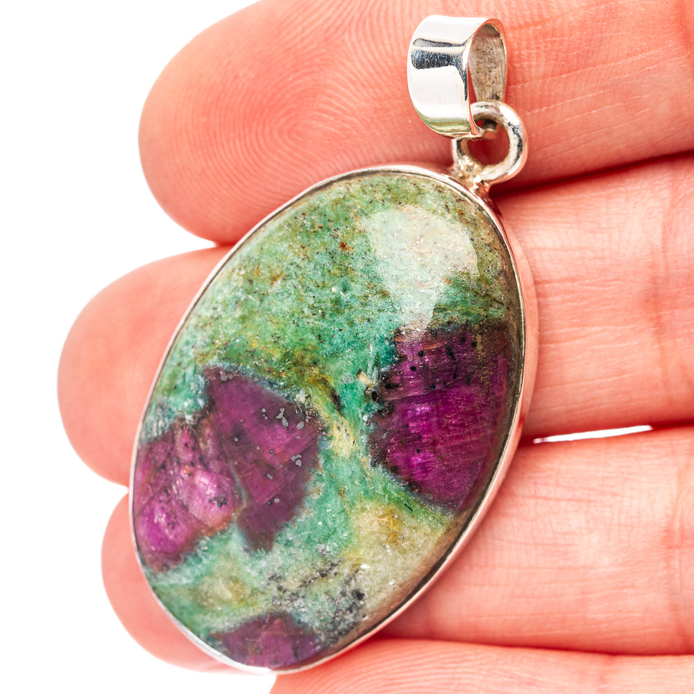 Premium Ruby in Fuchsite Pendant 1 3/4" (.925 Sterling Silver)