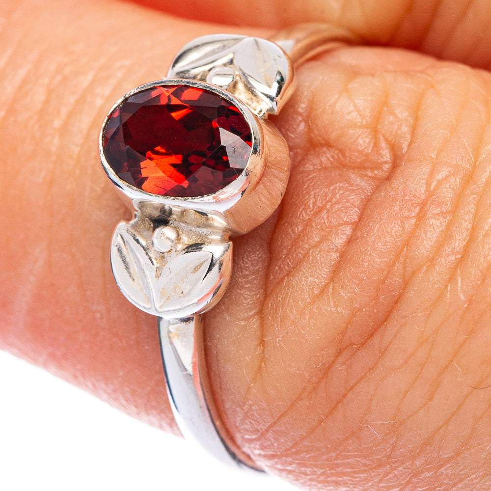 Garnet Dainty Ring Size 7.25 (925 Sterling Silver) R145748