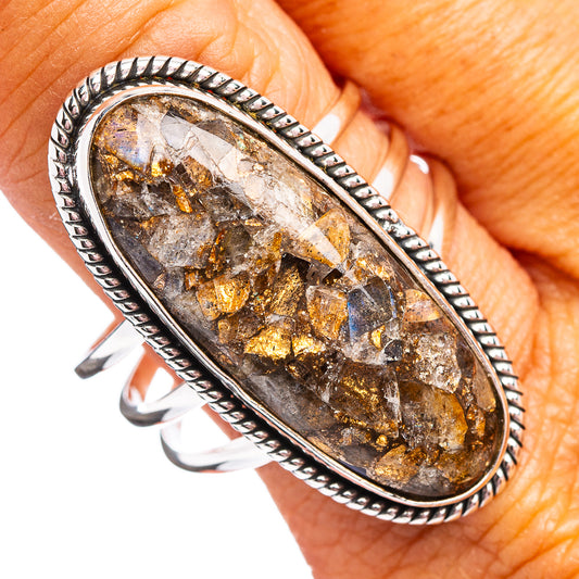 Oval labradorite matrix ring in .925 sterling silver with rope bezel