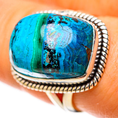 Malachite In Chrysocolla 925 Sterling Silver Ring Size 7.25 (925 Sterling Silver) RING139580