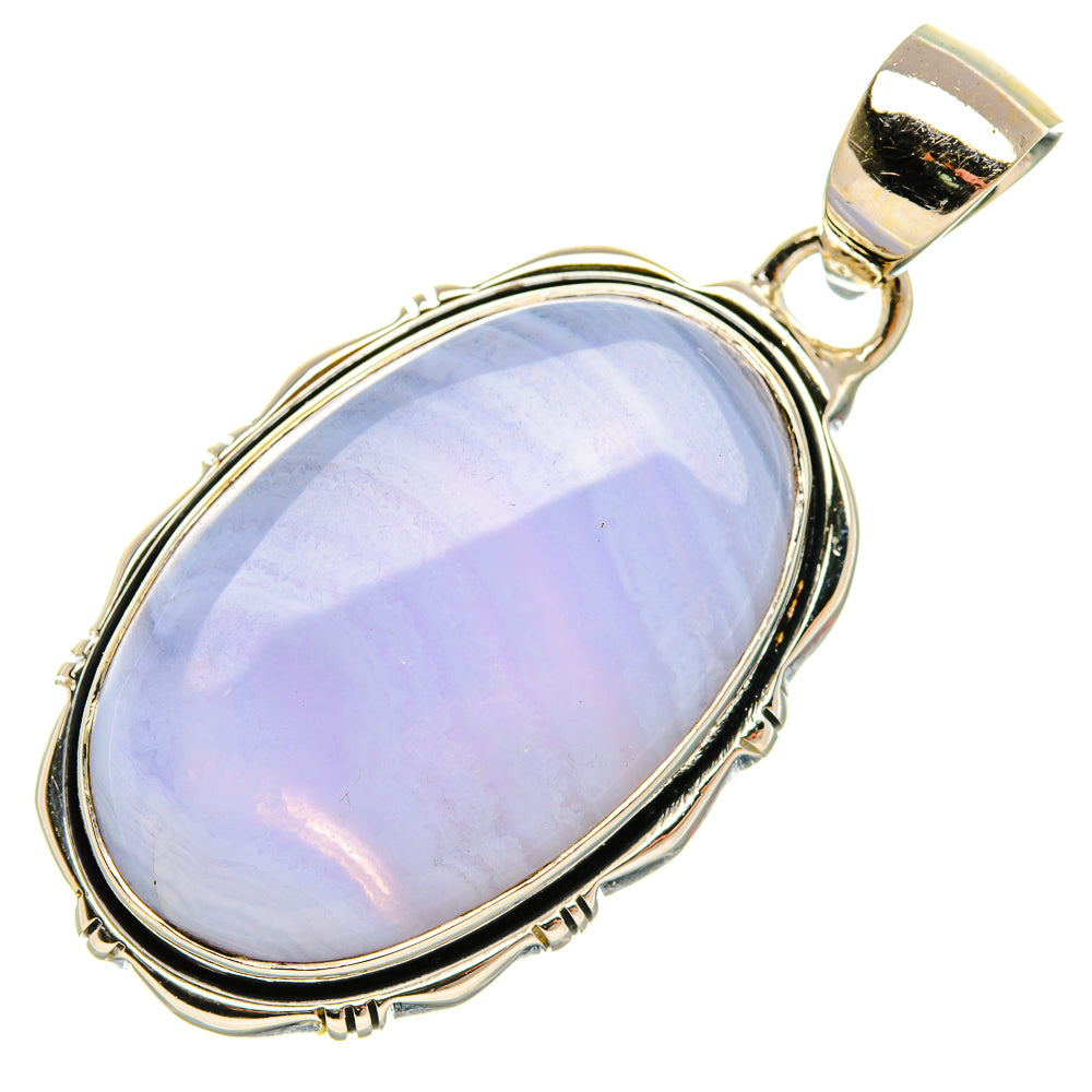 Blue Lace Agate Pendant 1 3/4" (925 Sterling Silver) PD38047