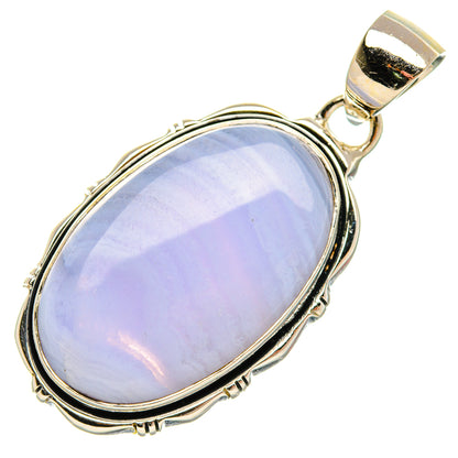 Blue Lace Agate Pendant 1 3/4" (925 Sterling Silver) PD38047