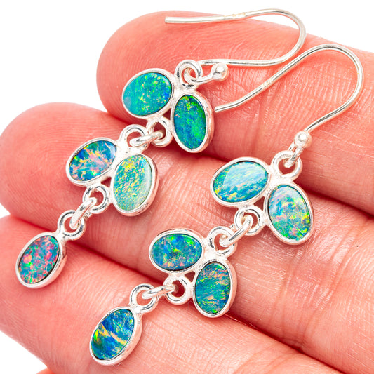 Rare Doublet Opal Earrings 1 3/4" (925 Sterling Silver) E2324