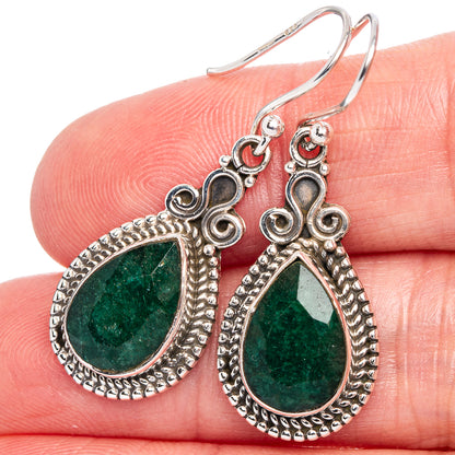 Green Sillimanite Earrings 1 3/8" (925 Sterling Silver) E433267