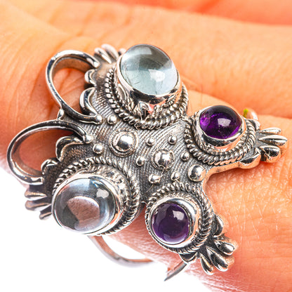 Large Aquamarine, Amethyst 925 Sterling Silver Ring Size 9.5