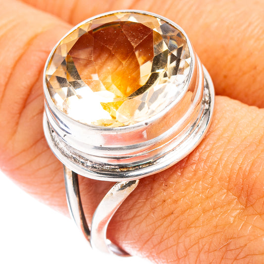 Sterling silver citrine ring, size 9.5, oval faceted gemstone with prongs