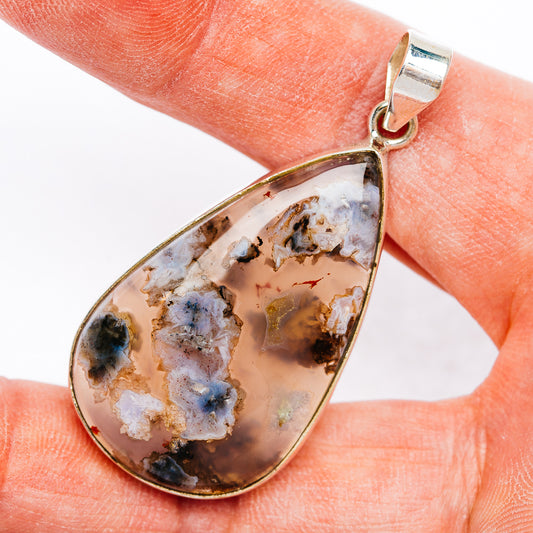Premium Flower Agate Pendant 2" (.925 Sterling Silver)