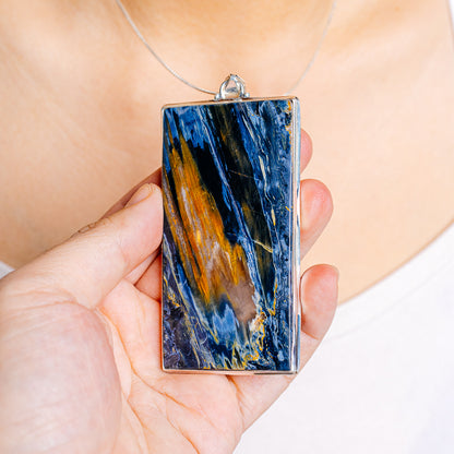 Gigantic Pietersite Pendant 3 3/4" (.925 Sterling Silver)