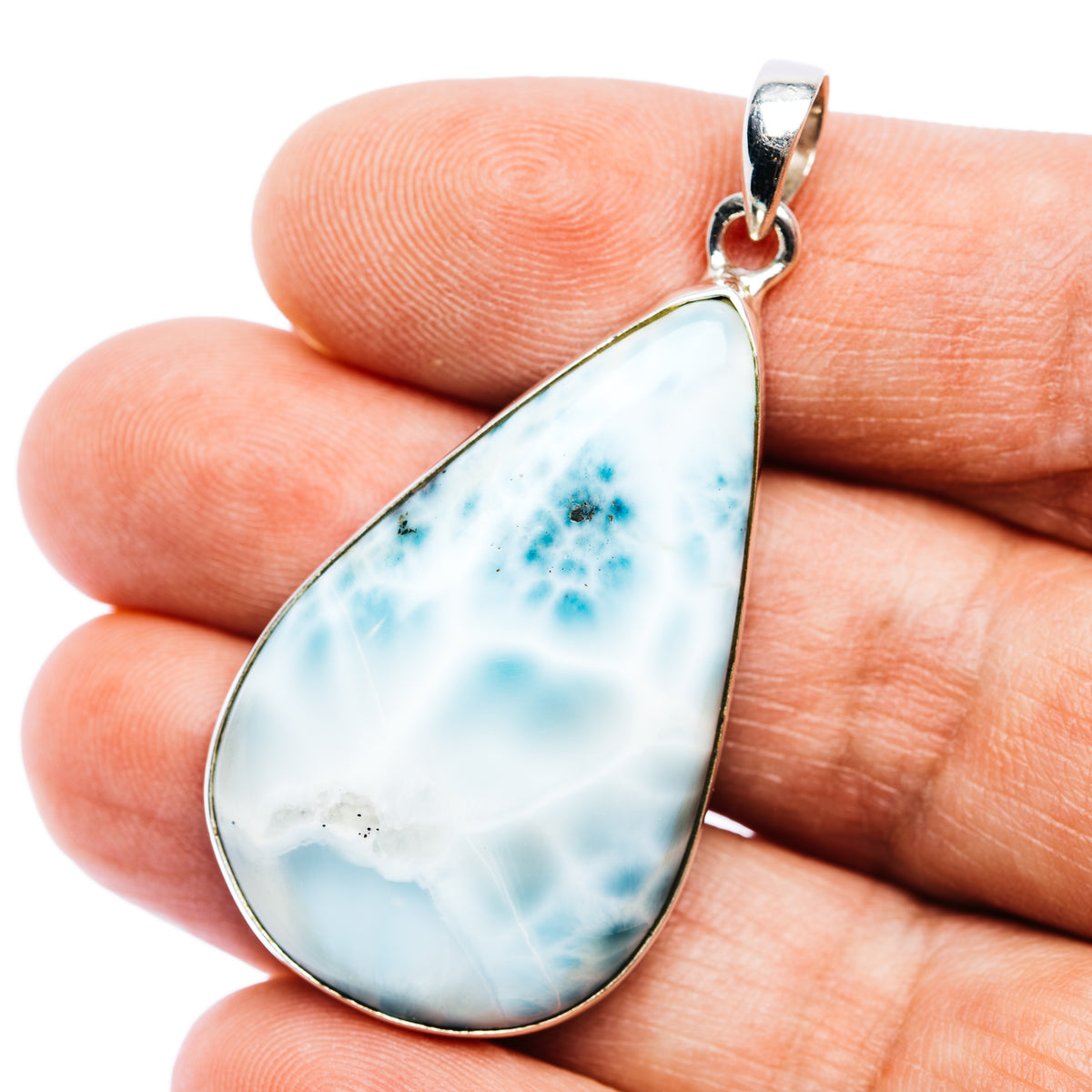 Larimar Pendant 1 7/8" (.925 Sterling Silver)
