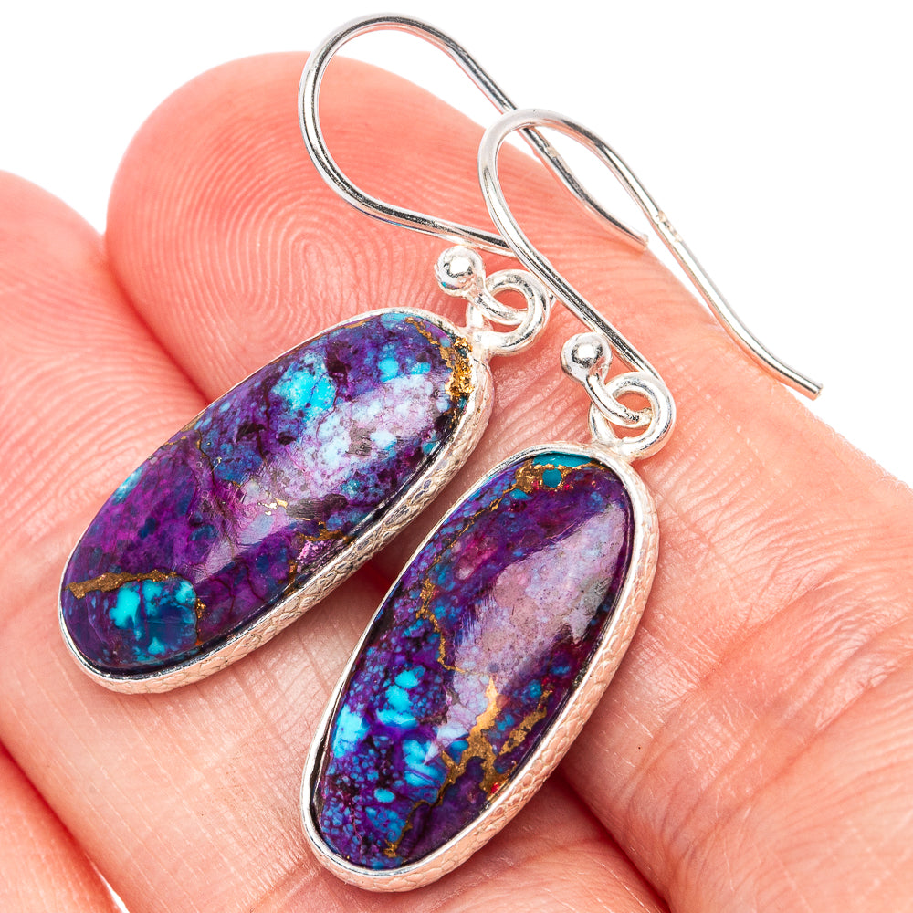 Purple Copper Composite Turquoise Earrings 1 3/8" (925 Sterling Silver) E1278