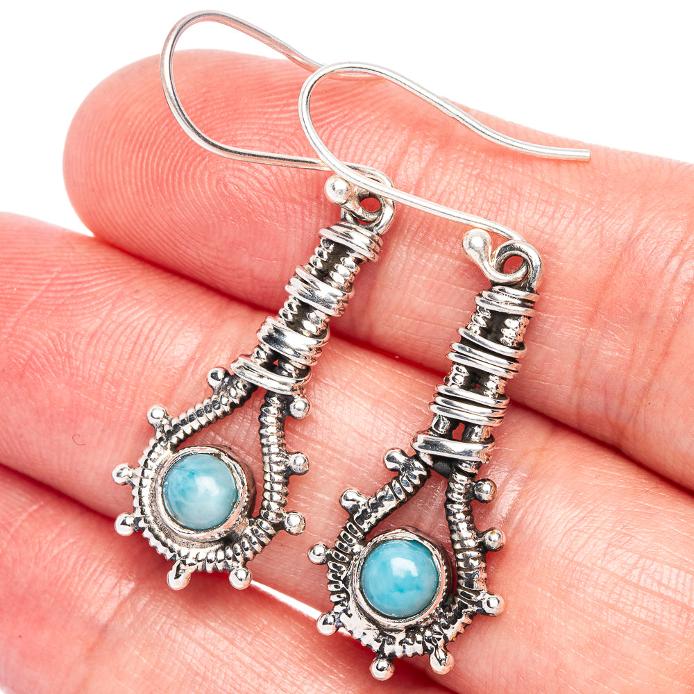 Larimar Earrings 1 3/4" (925 Sterling Silver) E433236
