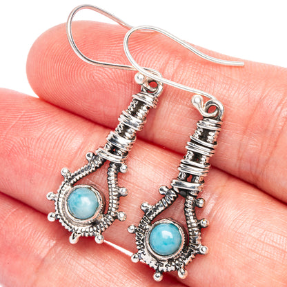 Larimar Earrings 1 3/4" (925 Sterling Silver) E433236