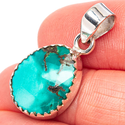 Rare Kingman Turquoise Pendant 1 1/8" (.925 Sterling Silver)