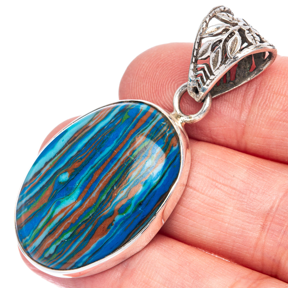 Rainbow Calsilica Pendant 1 7/8" (925 Sterling Silver) P40090