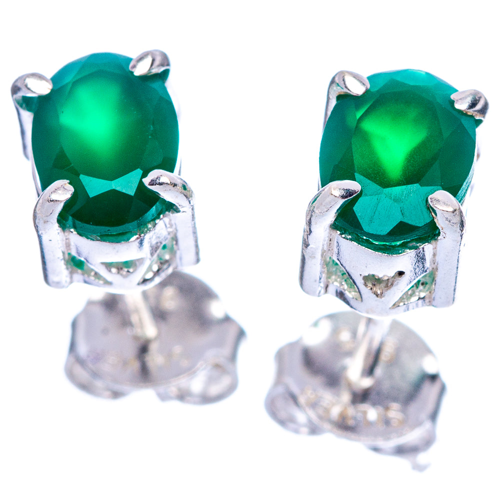 Green Onyx Dainty Earrings 1/4" (925 Sterling Silver) E2044