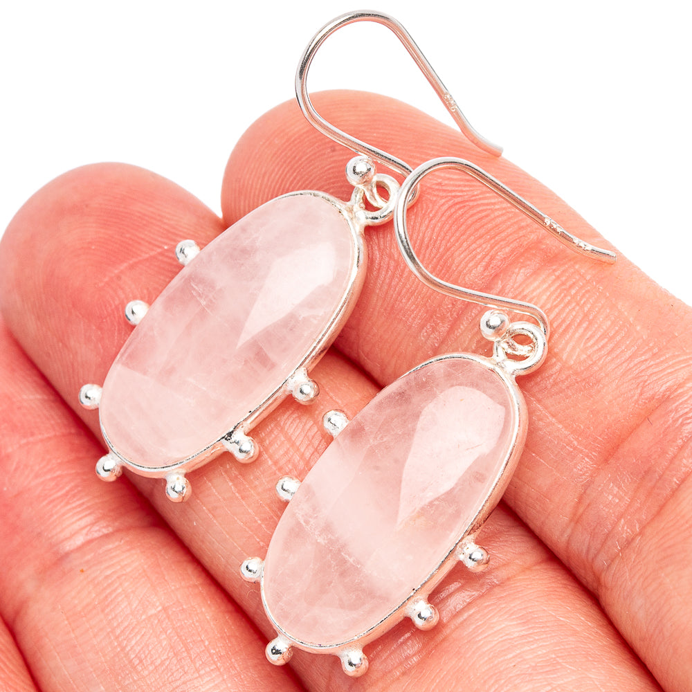 Rose Quartz Earrings 1 1/2" (925 Sterling Silver) E1853