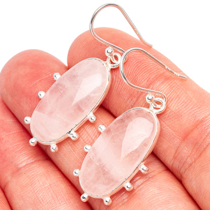 Rose Quartz Earrings 1 1/2" (925 Sterling Silver) E1853