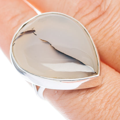 Premium Scenic Dendritic Agate Ring Size 8.5 (.925 Sterling Silver)