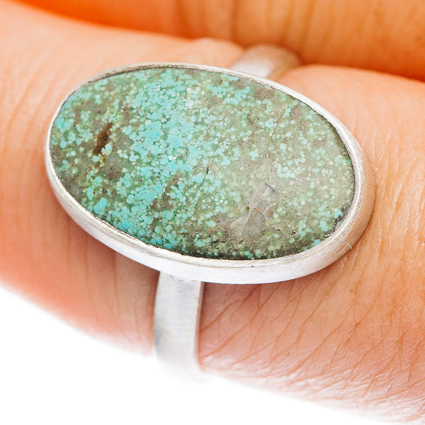 Number 8 Mine Turquoise Ring Size 8 (.925 Sterling Silver)