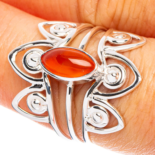 Carnelian 925 Sterling Silver Premium Ring Size 7.5 (925 Sterling Silver) R6538