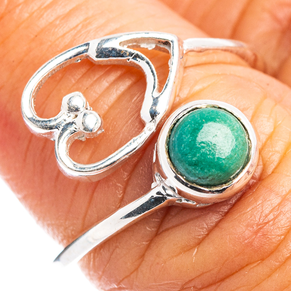 Turquoise Heart Dainty Ring Size 6 Adjustable (.925 Sterling Silver)