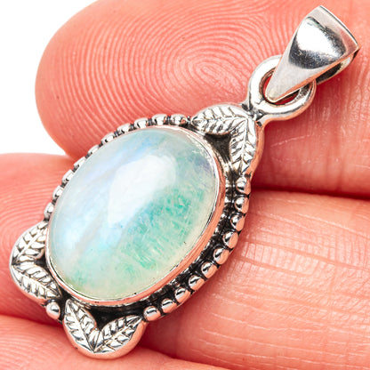 Green Moonstone Pendant 1 1/4" (925 Sterling Silver) P42486