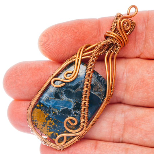 Pietersite Wire Wrap Pendant 2 1/2" (Copper)