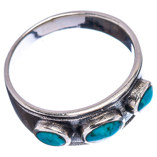 Sterling silver turquoise cabochon ring with three oval stones in raised bezels