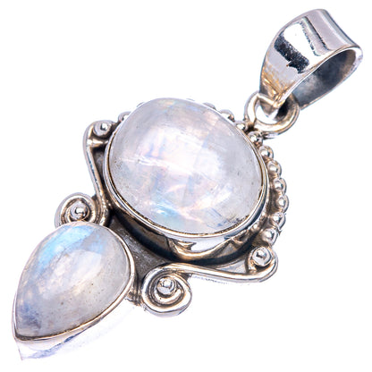 Rainbow Moonstone Dainty Pendant 1 1/4" (925 Sterling Silver) P43563