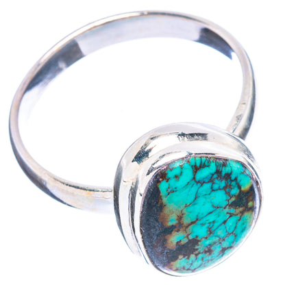925 sterling silver ring with turquoise oval cabochon and raised bezel, side view