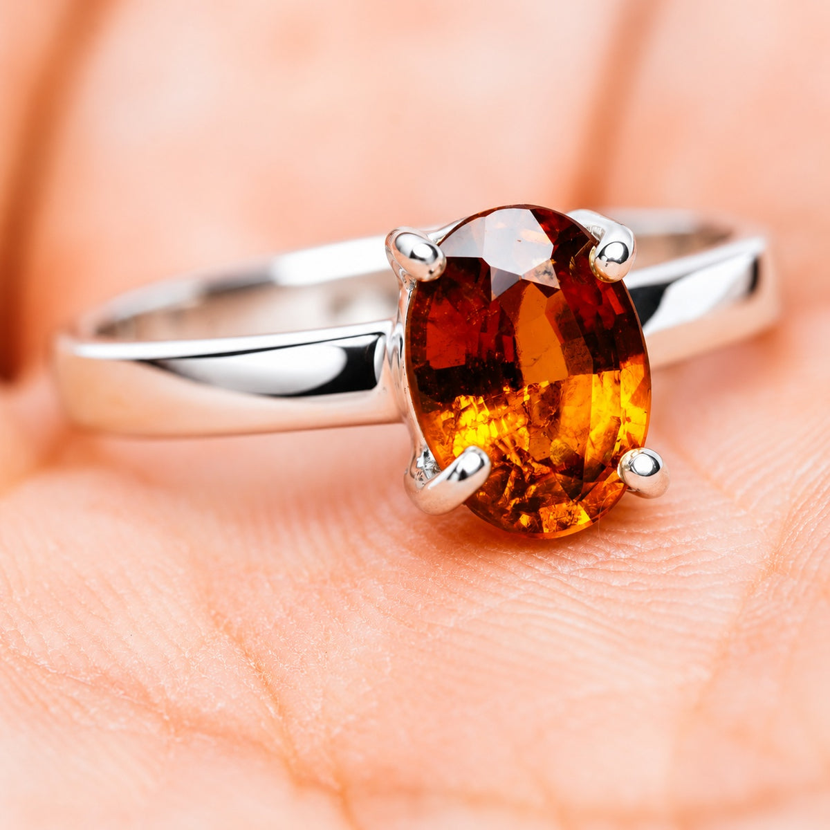 Spessartite Garnet Ring Size 7 (.925 Sterling Silver)