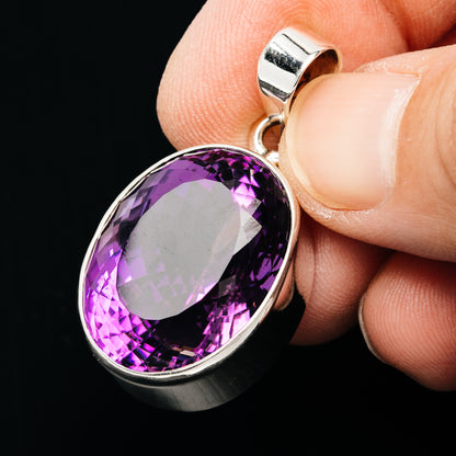 Premium 43ct Faceted Brazilian Amethyst Pendant 1 1/2" (.925 Sterling Silver)