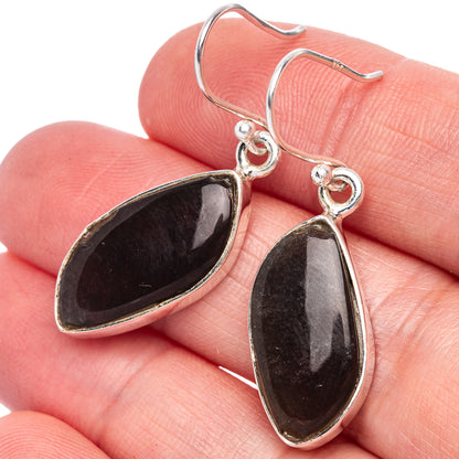 Gold Sheen Obsidian Earrings 1 1/2" (925 Sterling Silver) E433303