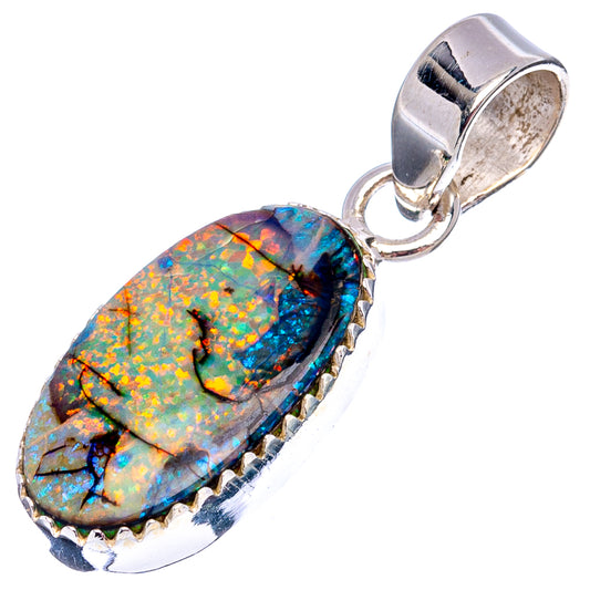 Sterling silver opal pendant with teardrop multicolor opal and round clasp bail